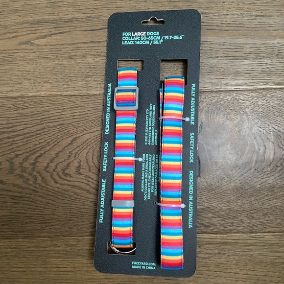 FuzzYard Dog Leash and Collar Set- Rainbow- Size Large - Picture 2 of 3